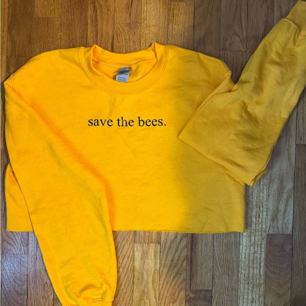 Yellow 'Save the Bees' Cropped Sweatshirt